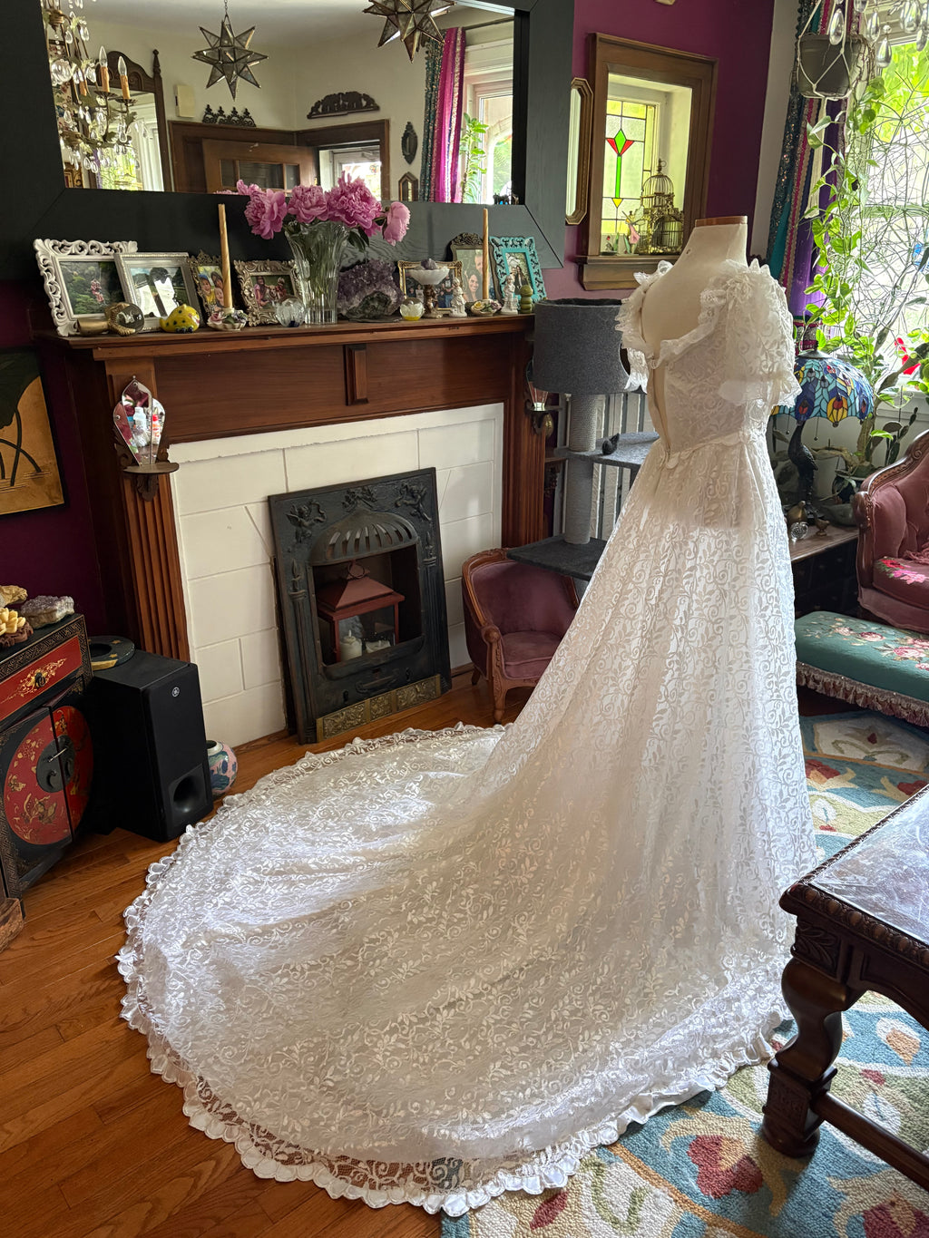 Vintage lace wedding gown