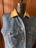 Denim vest with cowboy panel