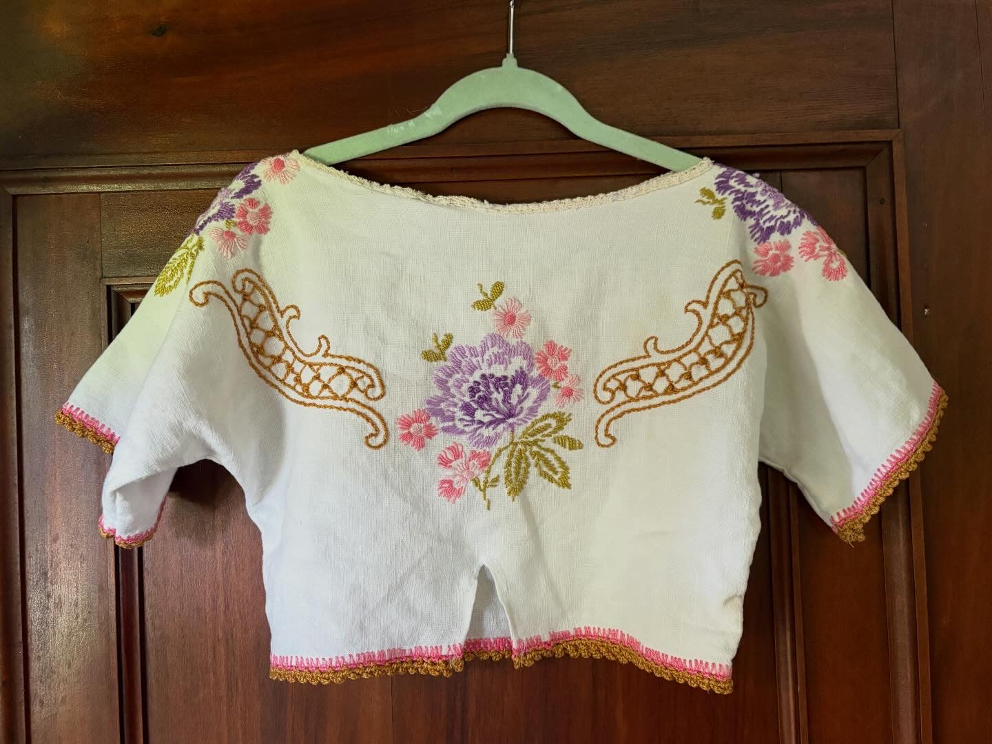 Floral embroidered baby top