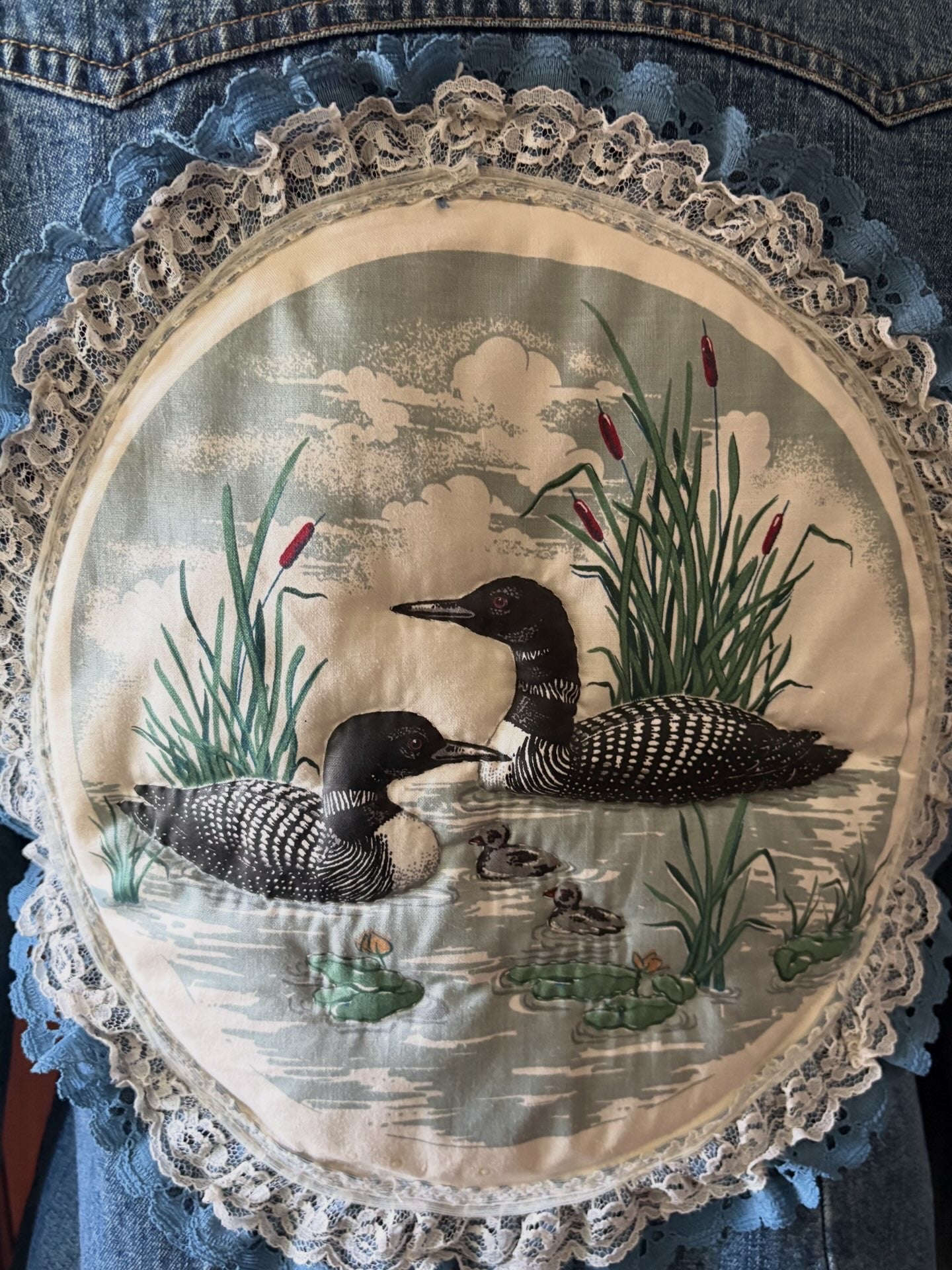 Denim shirt with quilted loons