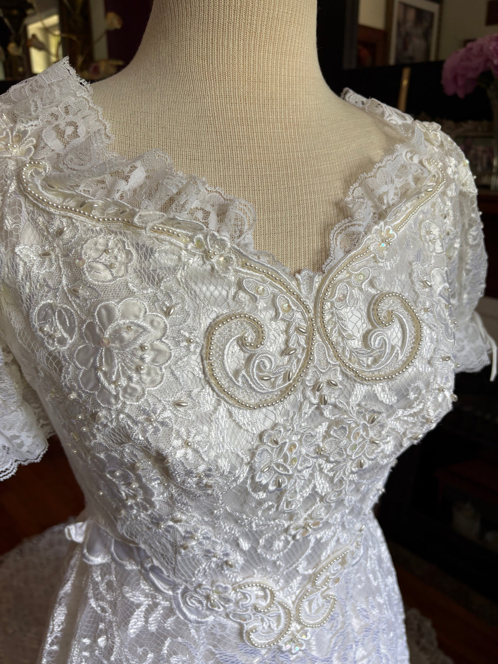 Vintage lace wedding gown