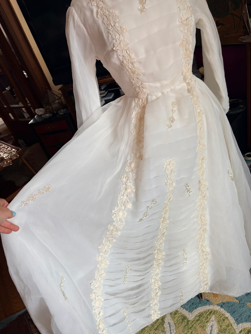 Vintage Pleated Wedding Gown