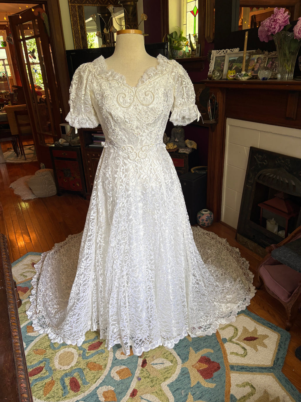 Vintage lace wedding gown
