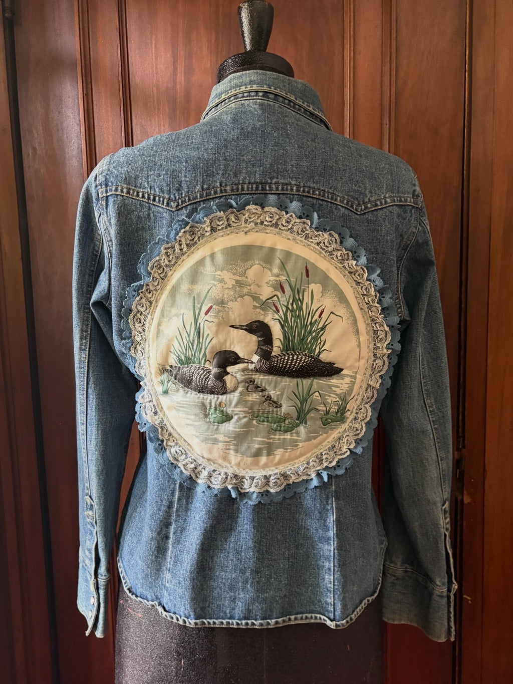 Denim shirt with quilted loons
