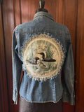 Denim shirt with quilted loons