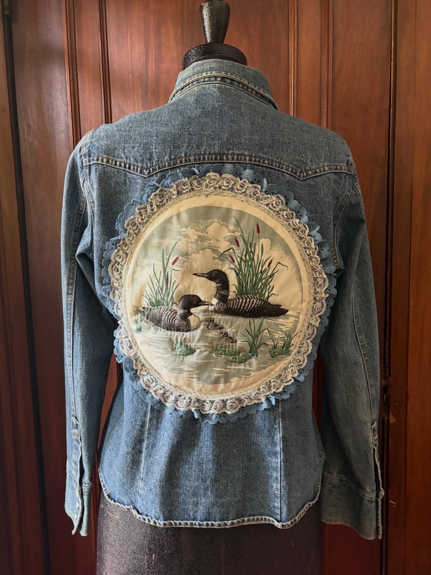 Denim shirt with quilted loons