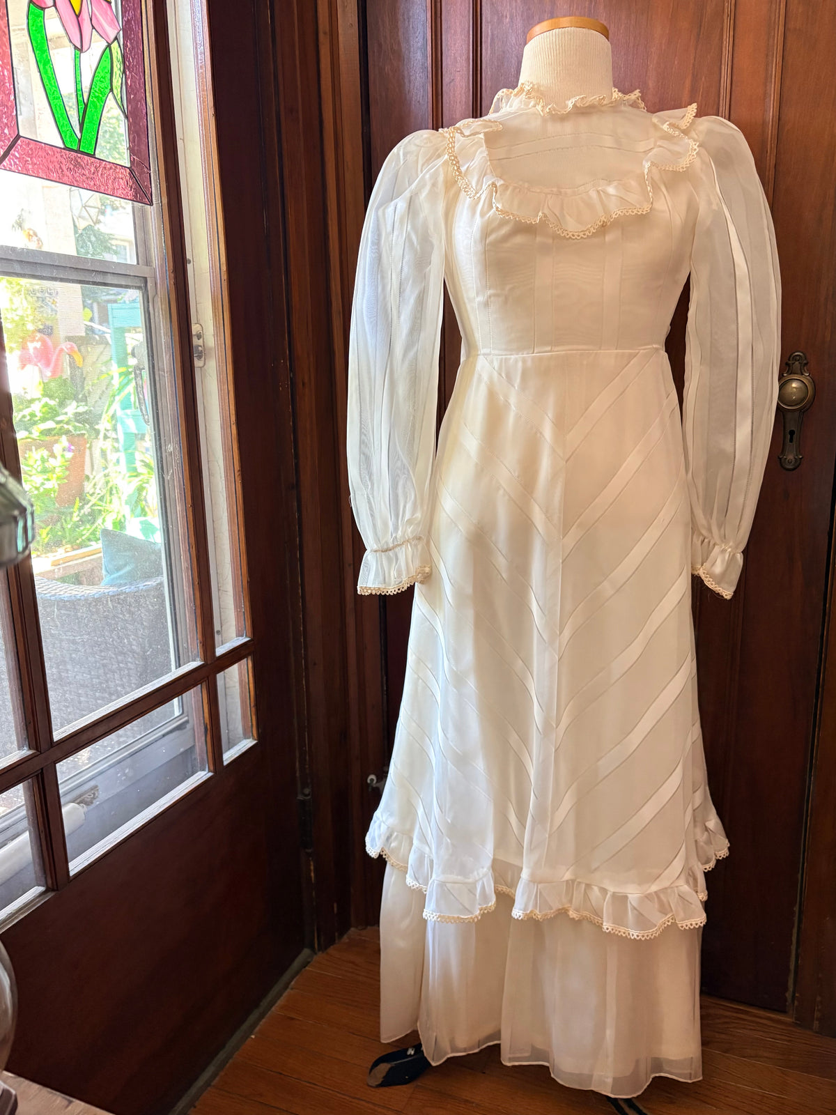 Vintage Chevron Stripe wedding gown