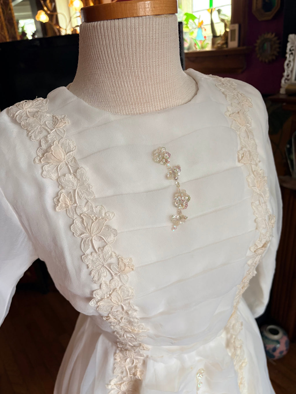 Vintage Pleated Wedding Gown