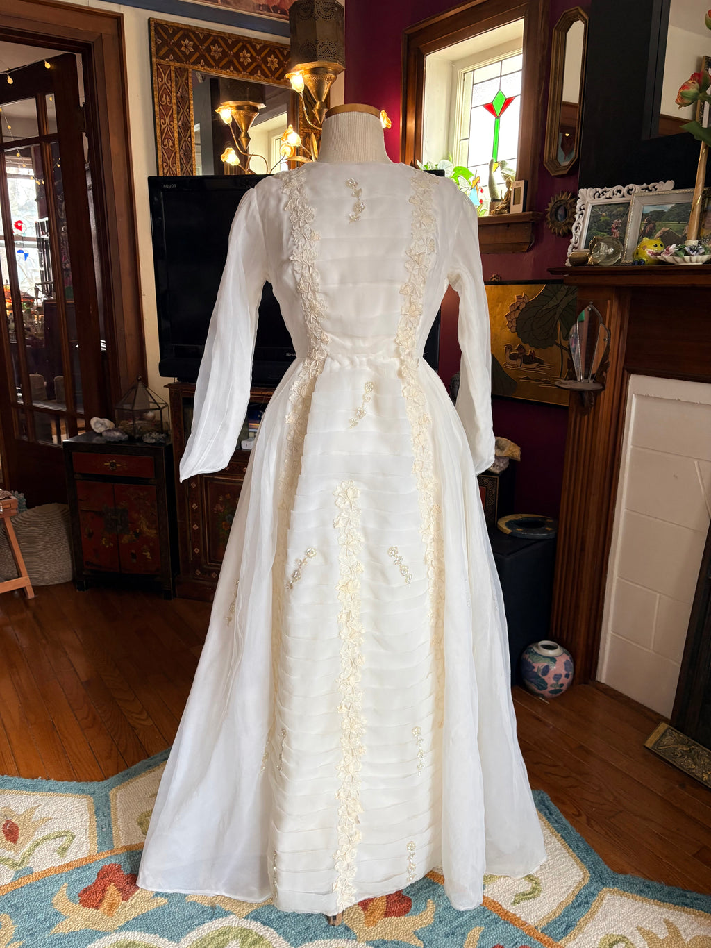 Vintage Pleated Wedding Gown