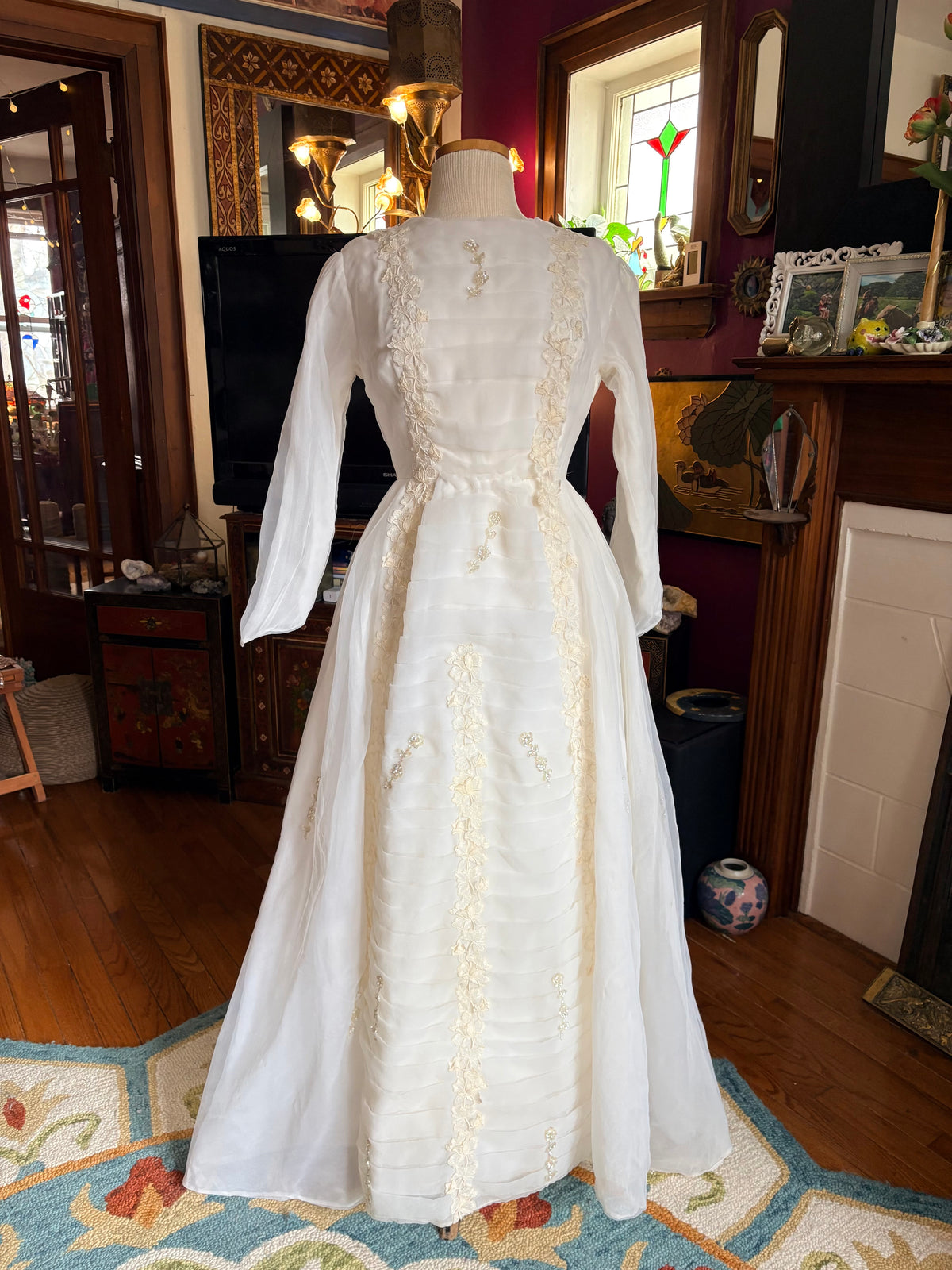 Vintage Pleated Wedding Gown