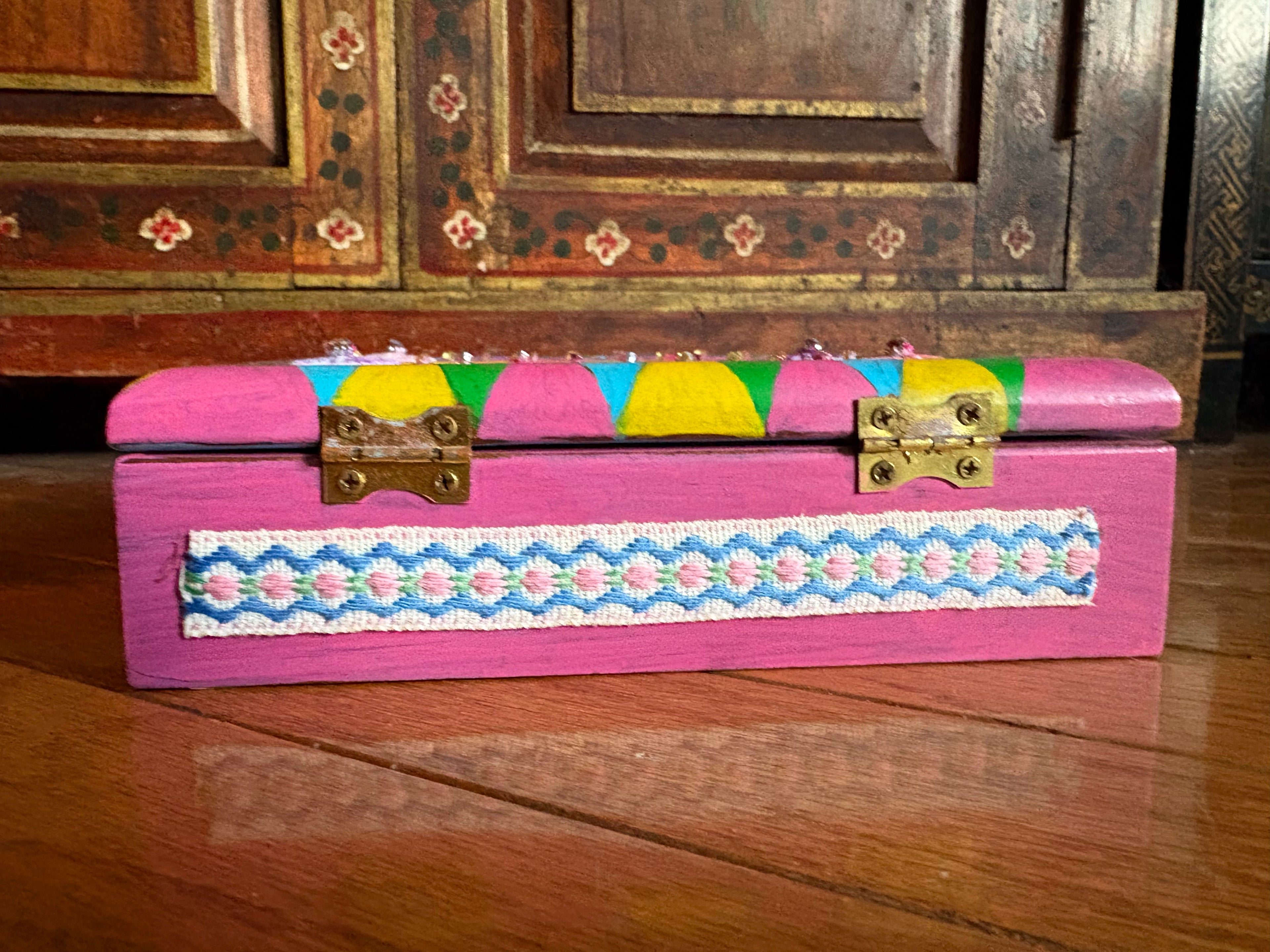 Colourful cottage jewelry box