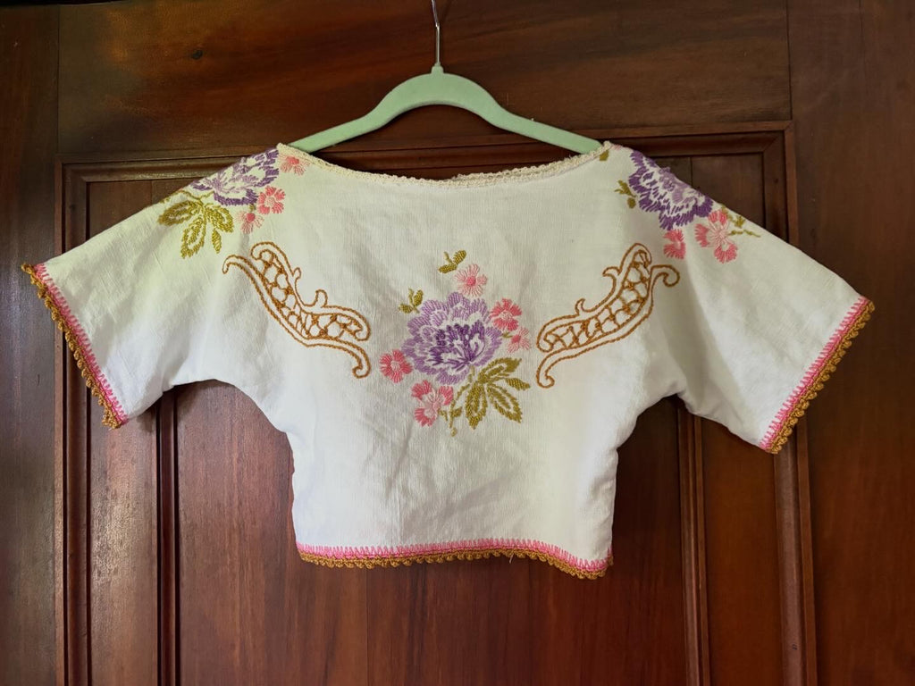 Floral embroidered baby top