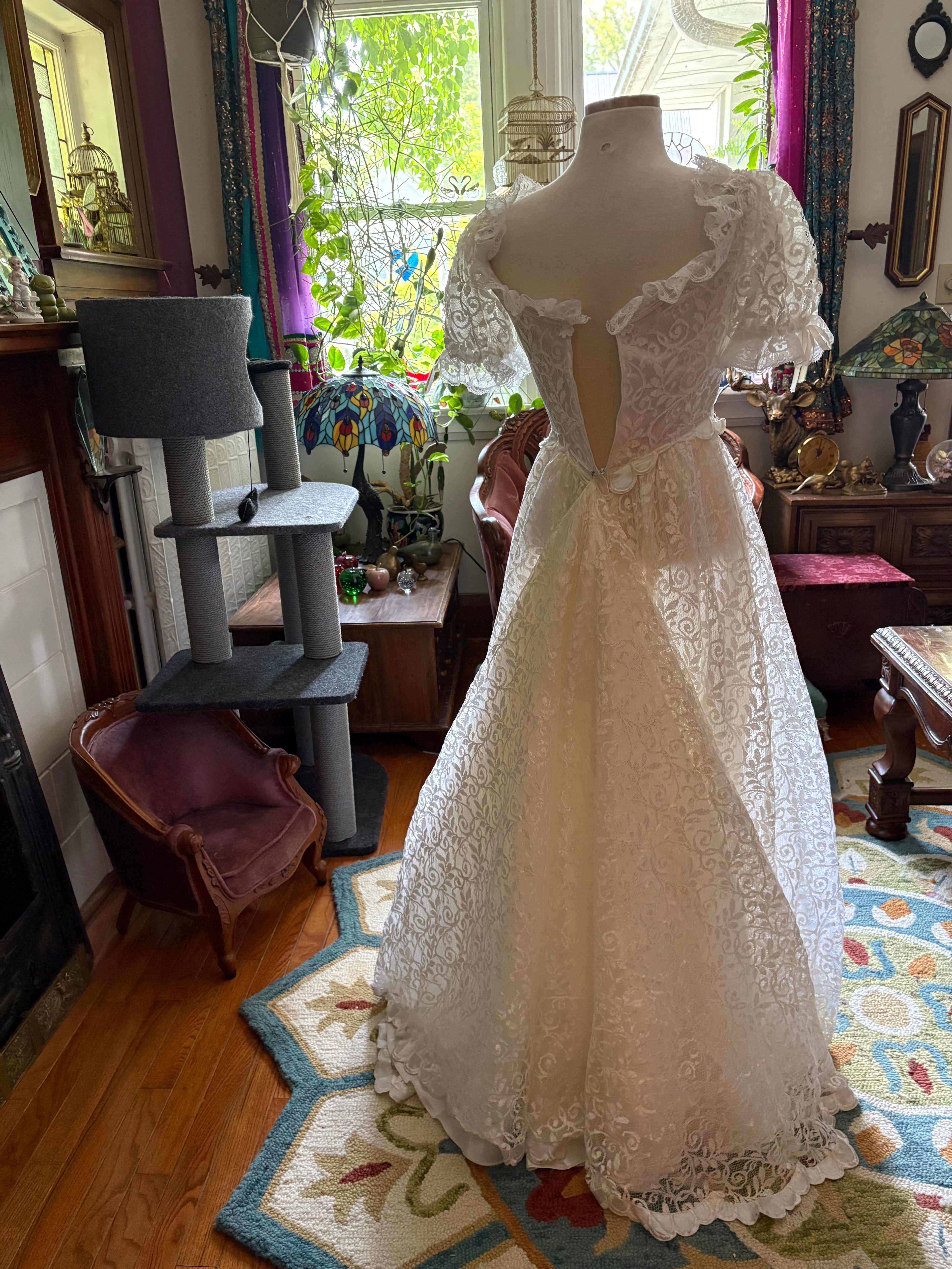 Vintage lace wedding gown