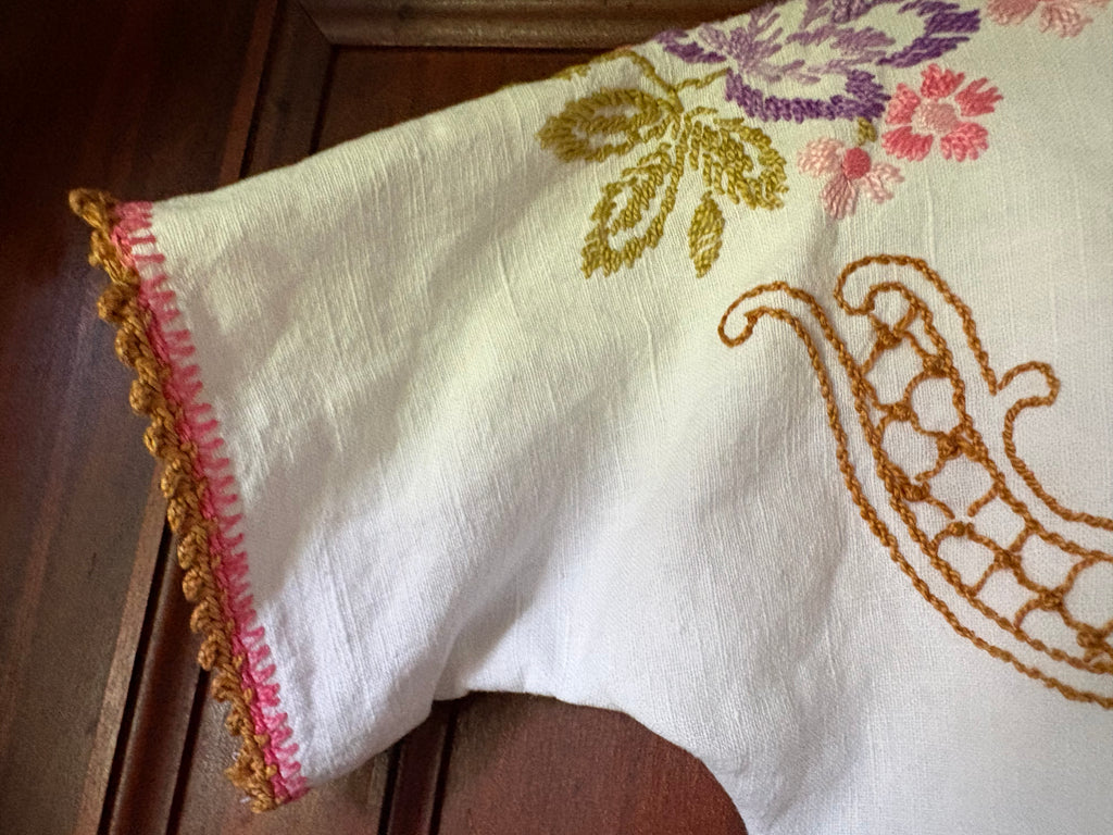 Floral embroidered baby top