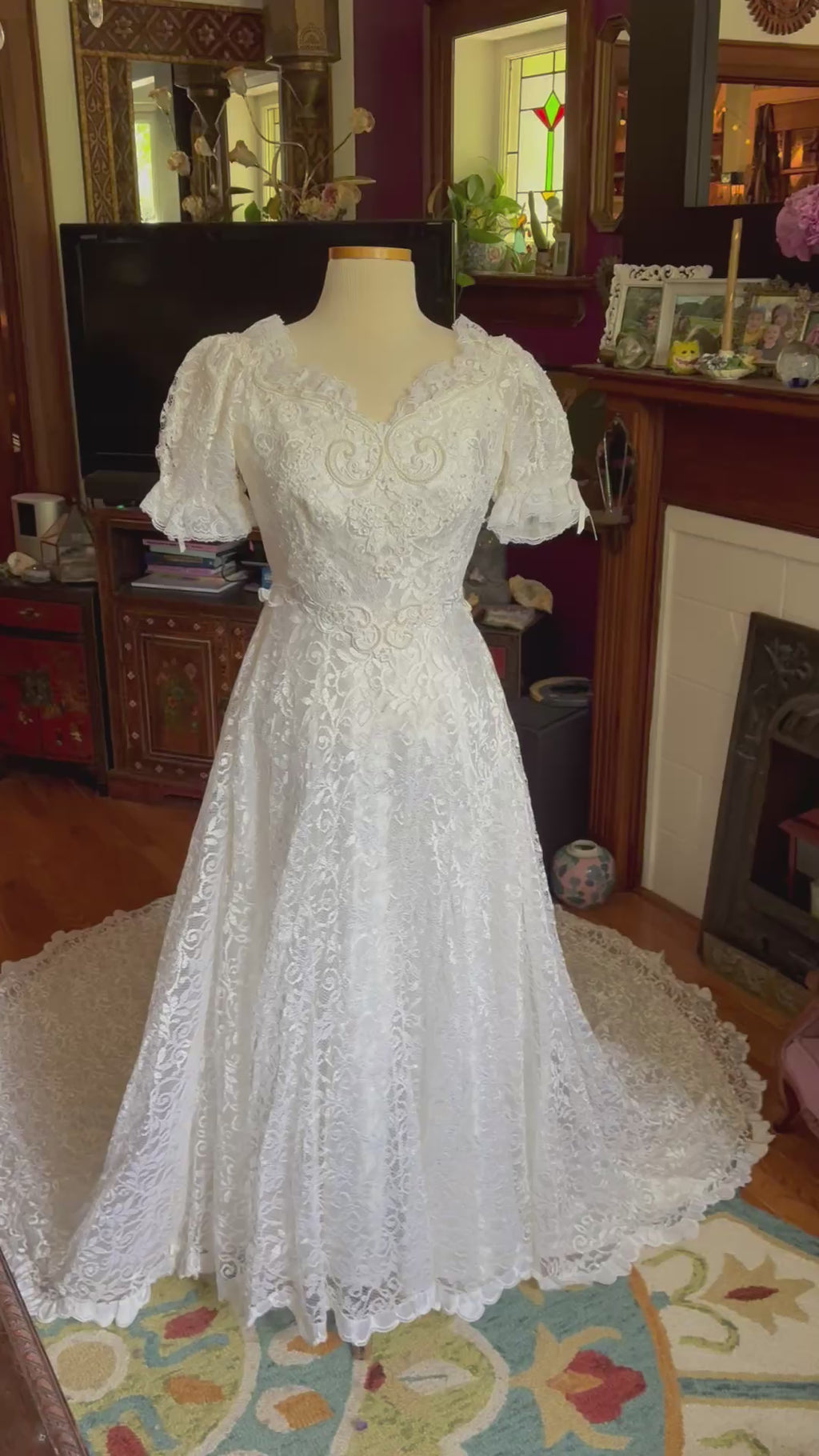 Vintage lace wedding gown