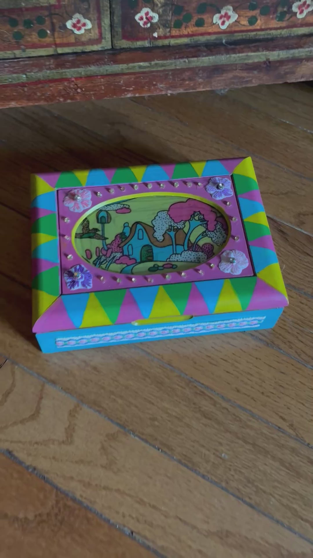 Colourful cottage jewelry box
