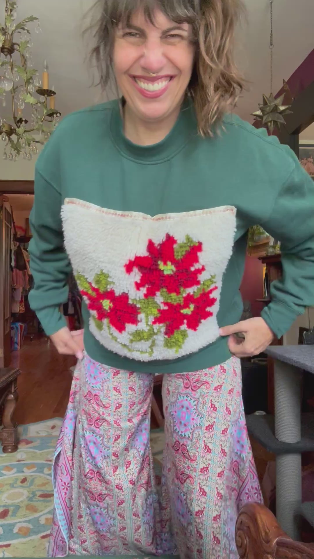 Poinsettia rug sweatshirt